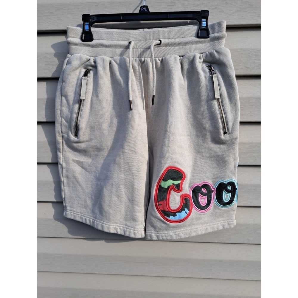Cookies Unisex Tan Cotton Fleece‎ Zipped Pockets Elastic Waist Shorts M